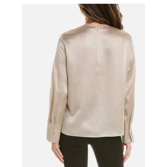 VINCE Long Sleeve Silk Crew Neck Blouse Size Small New with Tags - Picture 3 of 6
